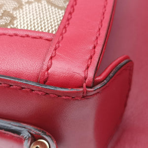 Pre-owned Gucci Lady Web khaki×red canvas×leather 383848 shoulderbag | stylenewstar