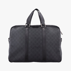 Pre-owned Gucci GG Plus GG Supreme Black PVC coated canvas x Leather 337081 handbag | stylenewstar