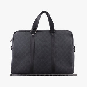 Pre-owned Gucci GG Plus GG Supreme Black PVC coated canvas x Leather 337081 handbag | stylenewstar
