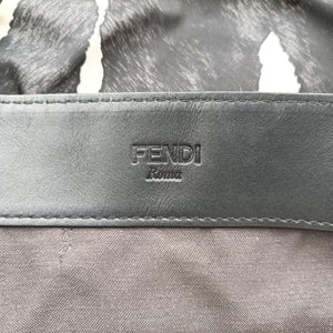 Pre-owned Fendi Zebra Print tote White× Black Nylon x Leather 8BH260 handbag | stylenewstar