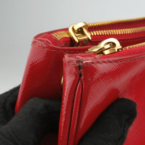 Pre-owned Prada Galleria Red SAFFIANO Patent BN1801 shoulderbag | stylenewstar