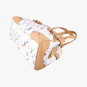 Pre-owned Louis Vuitton CLAUDIA white Monogram Multicolor M40193 handbag | stylenewstar