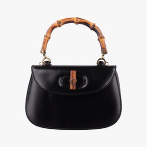 Pre-owned Gucci Bamboo Black Leather 000 20 shoulderbag | stylenewstar
