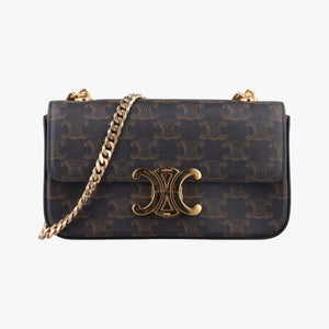 Pre-owned Celine Claude Triomphe Brown PVC coated canvas shoulderbag | stylenewstar