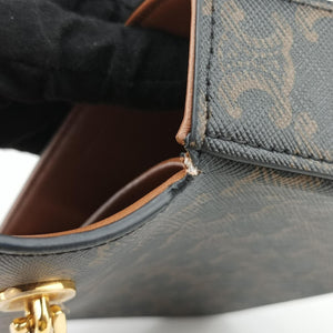Pre-owned Celine Claude Triomphe Brown PVC coated canvas shoulderbag | stylenewstar
