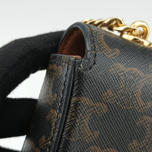 Pre-owned Celine Claude Triomphe Brown PVC coated canvas shoulderbag | stylenewstar