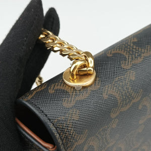 Pre-owned Celine Claude Triomphe Brown PVC coated canvas shoulderbag | stylenewstar