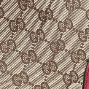 Pre-owned Gucci Bree Microguccissima khaki×red canvas×leather 449413 shoulderbag | stylenewstar