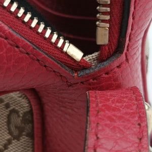 Pre-owned Gucci Bree Microguccissima khaki×red canvas×leather 449413 shoulderbag | stylenewstar