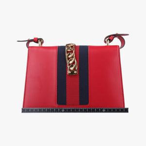 Pre-owned Gucci Sylvie Red×navy Leather 421882 shoulderbag | stylenewstar