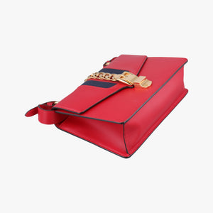 Pre-owned Gucci Sylvie Red×navy Leather 421882 shoulderbag | stylenewstar