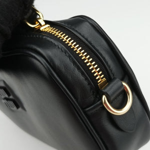 Pre-owned Miu Miu Logo belt Black leather bum bag/waist bag | stylenewstar