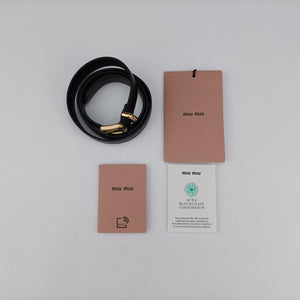 Pre-owned Miu Miu Logo belt Black leather bum bag/waist bag | stylenewstar