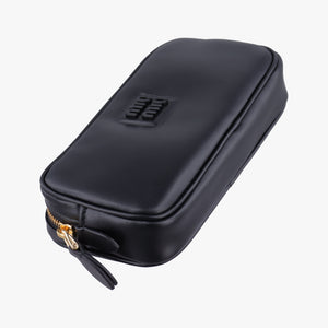 Pre-owned Miu Miu Logo belt Black leather bum bag/waist bag | stylenewstar
