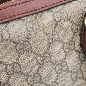 Pre-owned Gucci GG SUPREME beige×brown PVC coated canvas×Leather 409529 handbag | stylenewstar