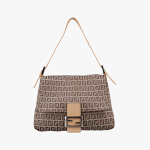 Secondhand Fendi Mamma Bucket Zucchino Brown× Beige canvas× Leather 8BR001 handbag | stylenewstar