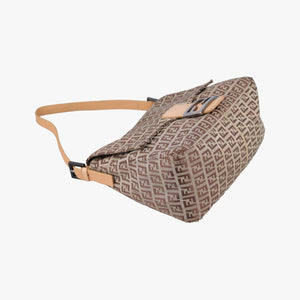 Secondhand Fendi Mamma Bucket Zucchino Brown× Beige canvas× Leather 8BR001 handbag | stylenewstar