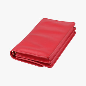 Pre-owned Prada Metal Wallet on Chain Cornflower Clutch Red Saffiano Leather 1MT290 shoulderbag | stylenewstar