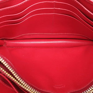 Pre-owned Prada Metal Wallet on Chain Cornflower Clutch Red Saffiano Leather 1MT290 shoulderbag | stylenewstar