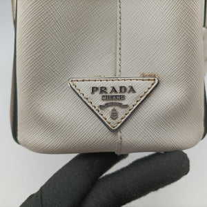 Pre-owned Prada Galleria Brown × Black × White Leather shoulderbag | stylenewstar