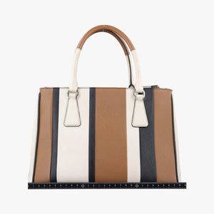 Pre-owned Prada Galleria Brown × Black × White Leather shoulderbag | stylenewstar