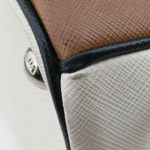 Pre-owned Prada Galleria Brown × Black × White Leather shoulderbag | stylenewstar