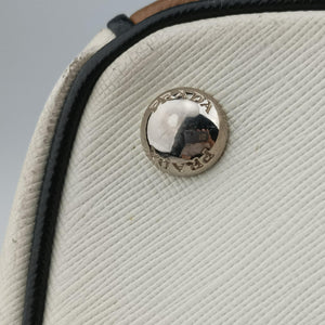Pre-owned Prada Galleria Brown × Black × White Leather shoulderbag | stylenewstar