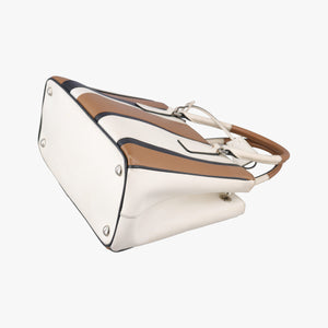 Pre-owned Prada Galleria Brown × Black × White Leather shoulderbag | stylenewstar