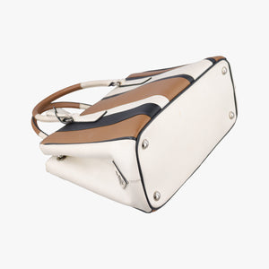 Pre-owned Prada Galleria Brown × Black × White Leather shoulderbag | stylenewstar