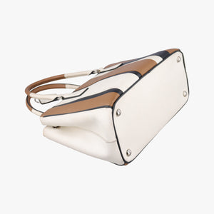 Pre-owned Prada Galleria Brown × Black × White Leather shoulderbag | stylenewstar