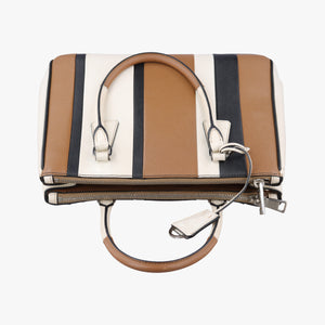 Pre-owned Prada Galleria Brown × Black × White Leather shoulderbag | stylenewstar