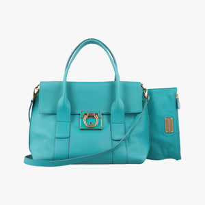 Pre-owned Ferragamo Sookie Blue Leather shoulderbag | stylenewstar