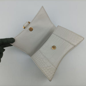 Pre-owned Balenciaga Hourglass mini White leather shoulderbag | stylenewstar