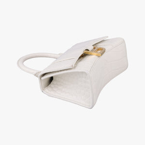Pre-owned Balenciaga Hourglass mini White leather shoulderbag | stylenewstar