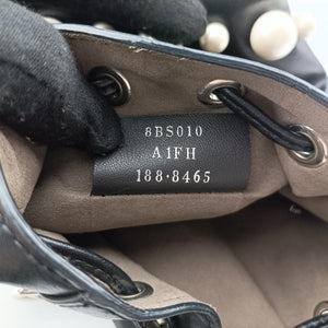 Pre-owned Fendi Mon Tresor Mini Bucket Black Leather 8BS010 handbag | stylenewstar