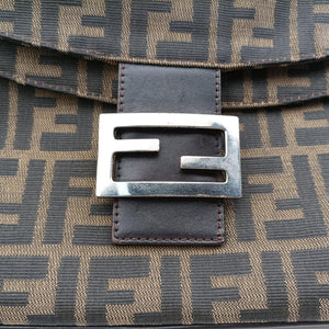 Pre-owned Fendi Zucca Baguette Brown canvas×leather 26796 shoulderbag | stylenewstar