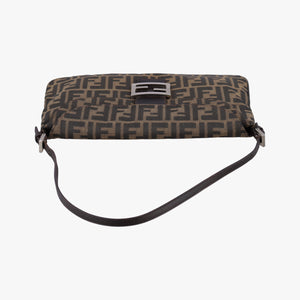 Pre-owned Fendi Zucca Baguette Brown canvas×leather 26796 shoulderbag | stylenewstar