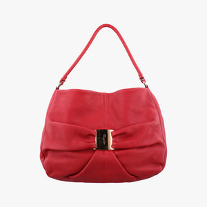 Pre-owned Ferragamo Vara Ribbon Red calfskin shoulderbag | stylenewstar