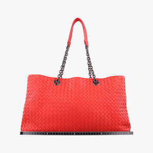 Pre-owned Bottega Veneta Intrecciato Red lambskin shoulderbag | stylenewstar