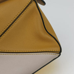 Pre-owned Loewe Puzzle mini Beige × Khaki × Yellow Leather shoulderbag | stylenewstar