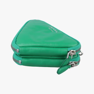 Pre-owned Prada triangle mini Green Leather 1NR015 shoulderbag | stylenewstar