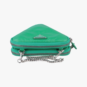 Pre-owned Prada triangle mini Green Leather 1NR015 shoulderbag | stylenewstar
