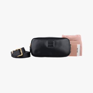 Pre-owned Miu Miu logo Black leather bum bag/waist bag | stylenewstar