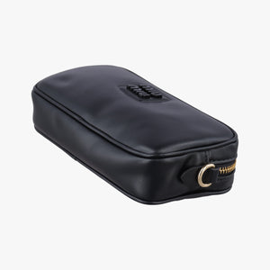 Pre-owned Miu Miu logo Black leather bum bag/waist bag | stylenewstar