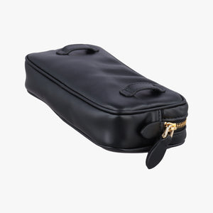 Pre-owned Miu Miu logo Black leather bum bag/waist bag | stylenewstar