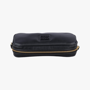 Pre-owned Miu Miu logo Black leather bum bag/waist bag | stylenewstar
