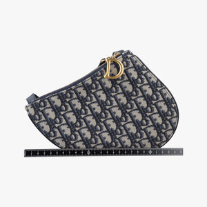 Pre-owned Christian Dior Saddle Navy Jacquard×Leather shoulderbag | stylenewstar