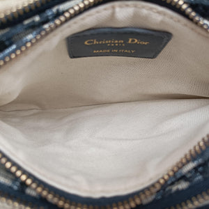 Pre-owned Christian Dior Saddle Navy Jacquard×Leather shoulderbag | stylenewstar