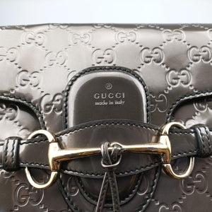 Pre-owned Gucci Emily Dark gold Patent Leather 295403 shoulderbag | stylenewstar