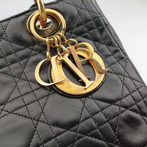 Pre-owned Christian Dior Lady Dior Black lambskin handbag | stylenewstar